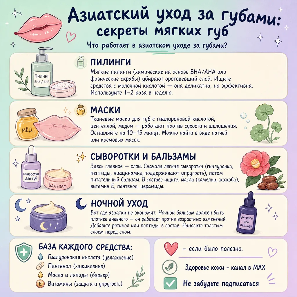 💋 Азиатский уход за губами: секреты мягких губ