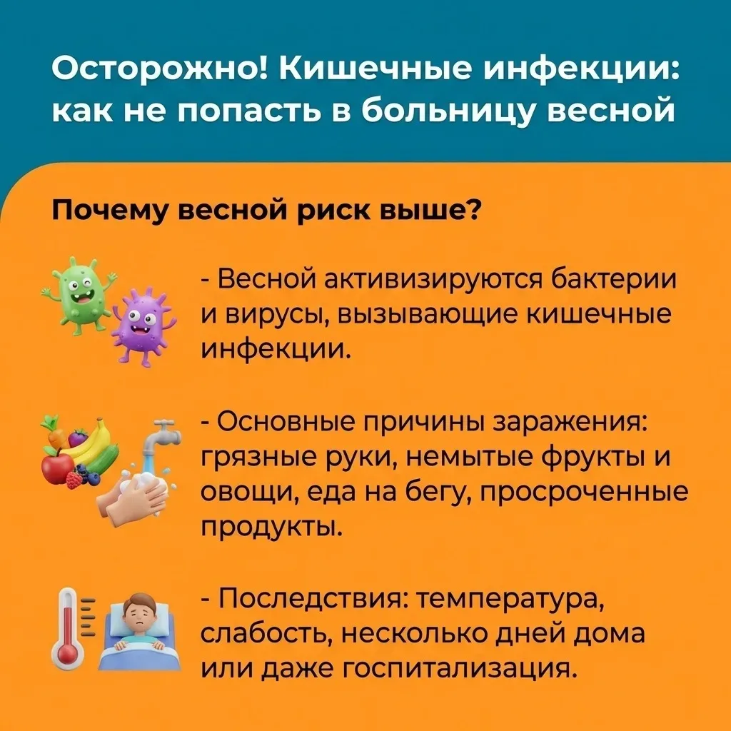🌸 Весна — время радости и… повышенного риска кишечных инфекций