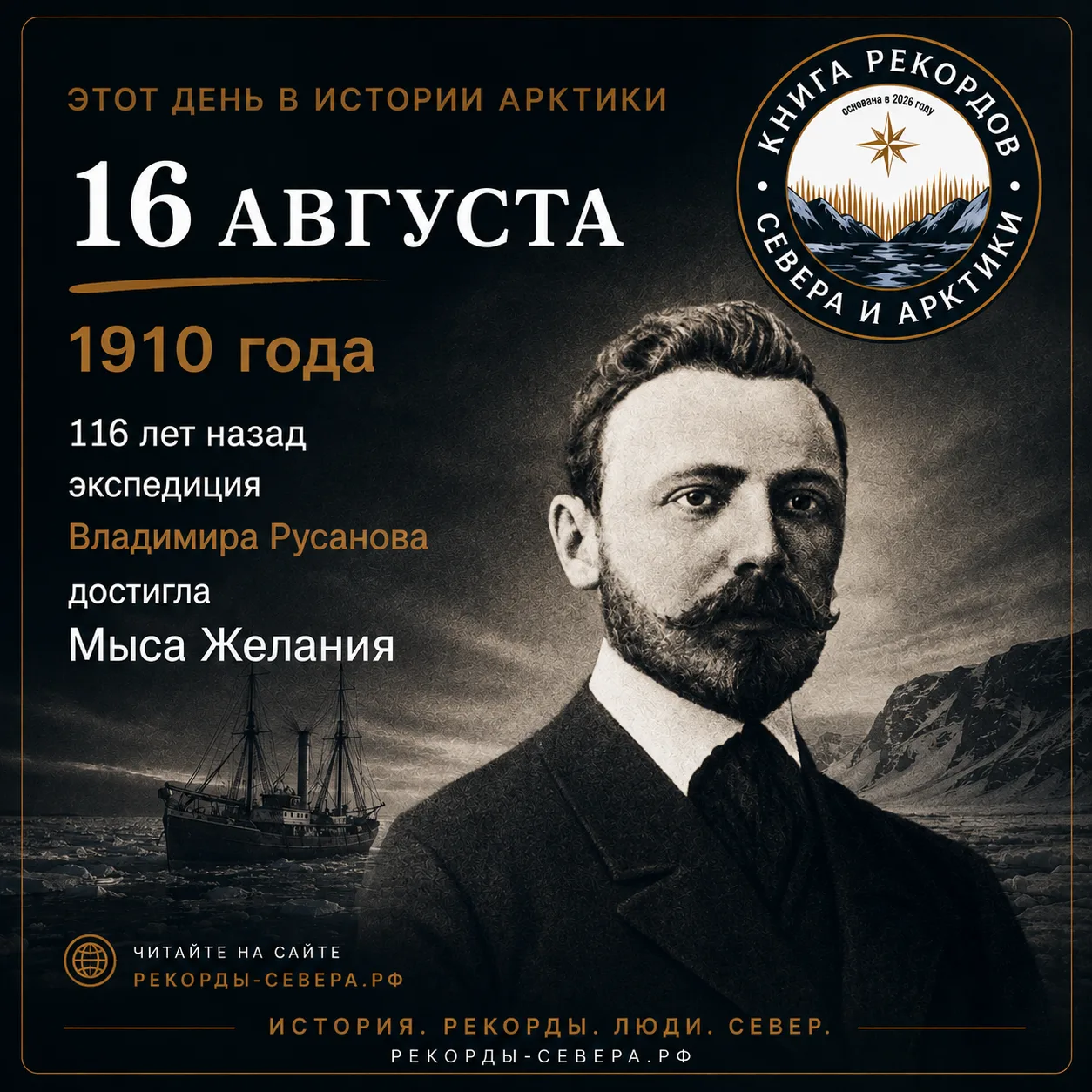116 лет назад экспедиция Владимира Русанова достигла мыса Желания