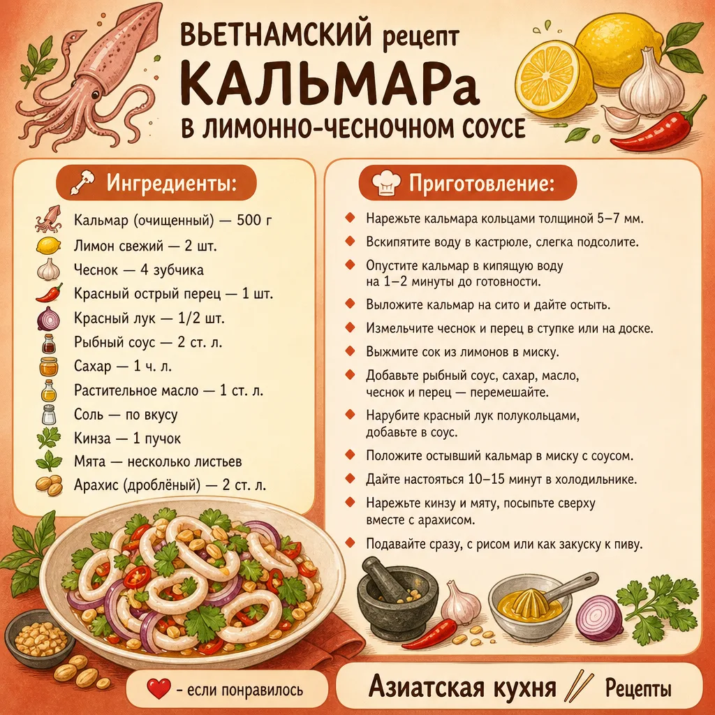 🦑 КАЛЬМАР В ЛИМОННО-ЧЕСНОЧНОМ СОУСЕ