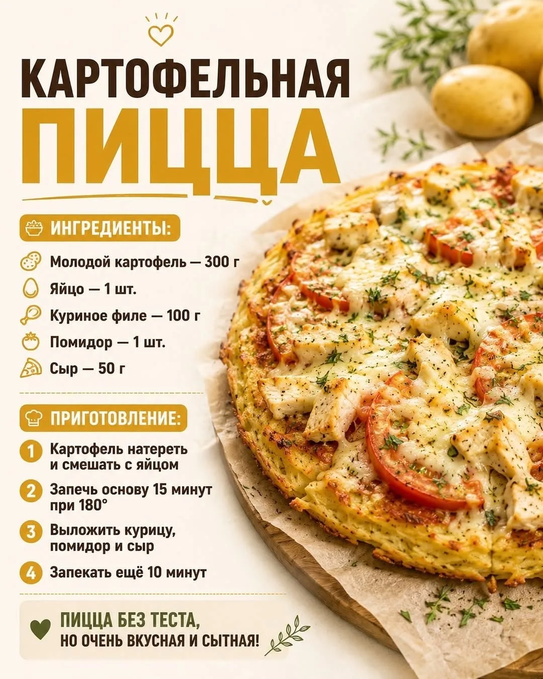 Очень вкусная картофельная пицца 🍕