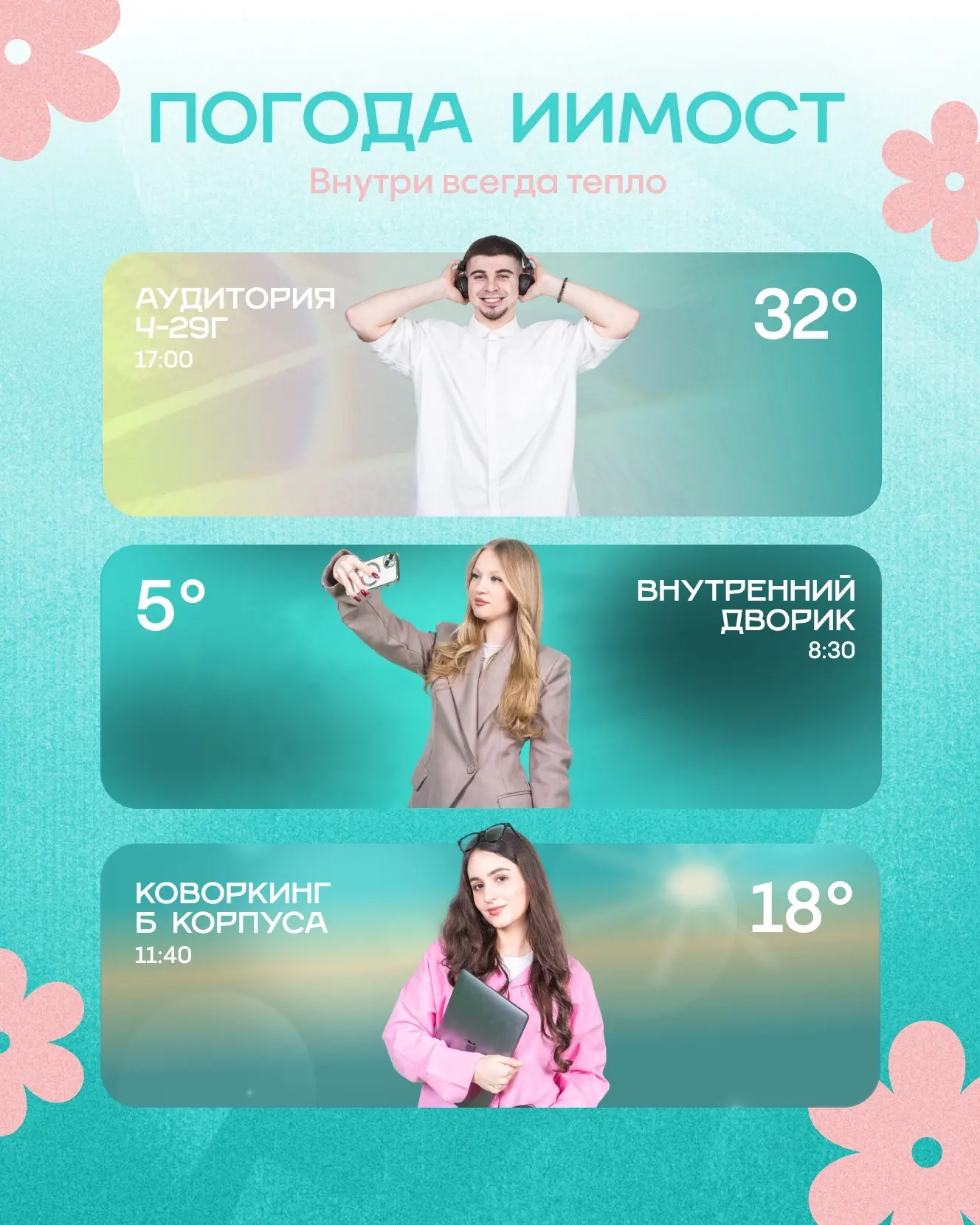 ОЖИДАЕТСЯ ПОТЕПЛЕНИЕ | #досуг  Похоже, этой весной у нас свой прогноз погоды. В аудиториях — по-наст