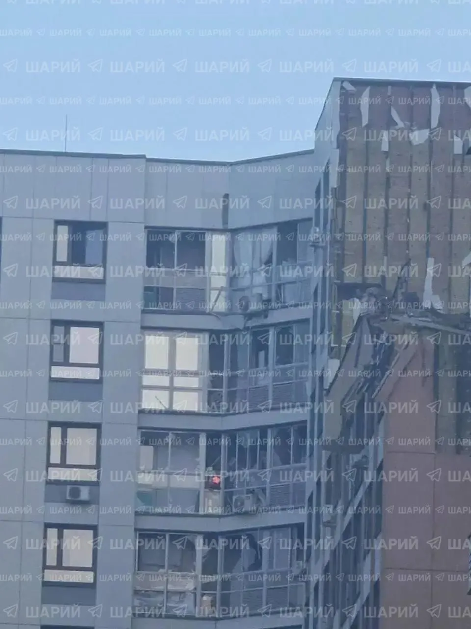 Момент прилёта БПЛА по многоэтажке в Павлино в Подмосковье.