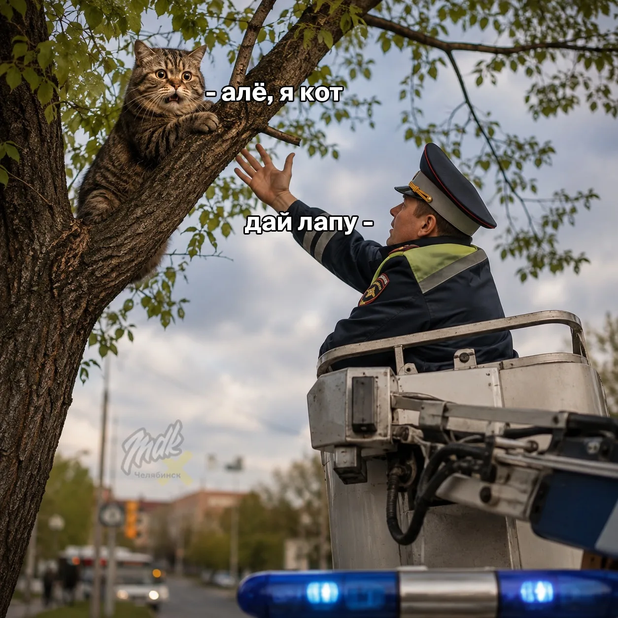 🐱 Инспектор ГАИ в Троицке спас кошку с дерева