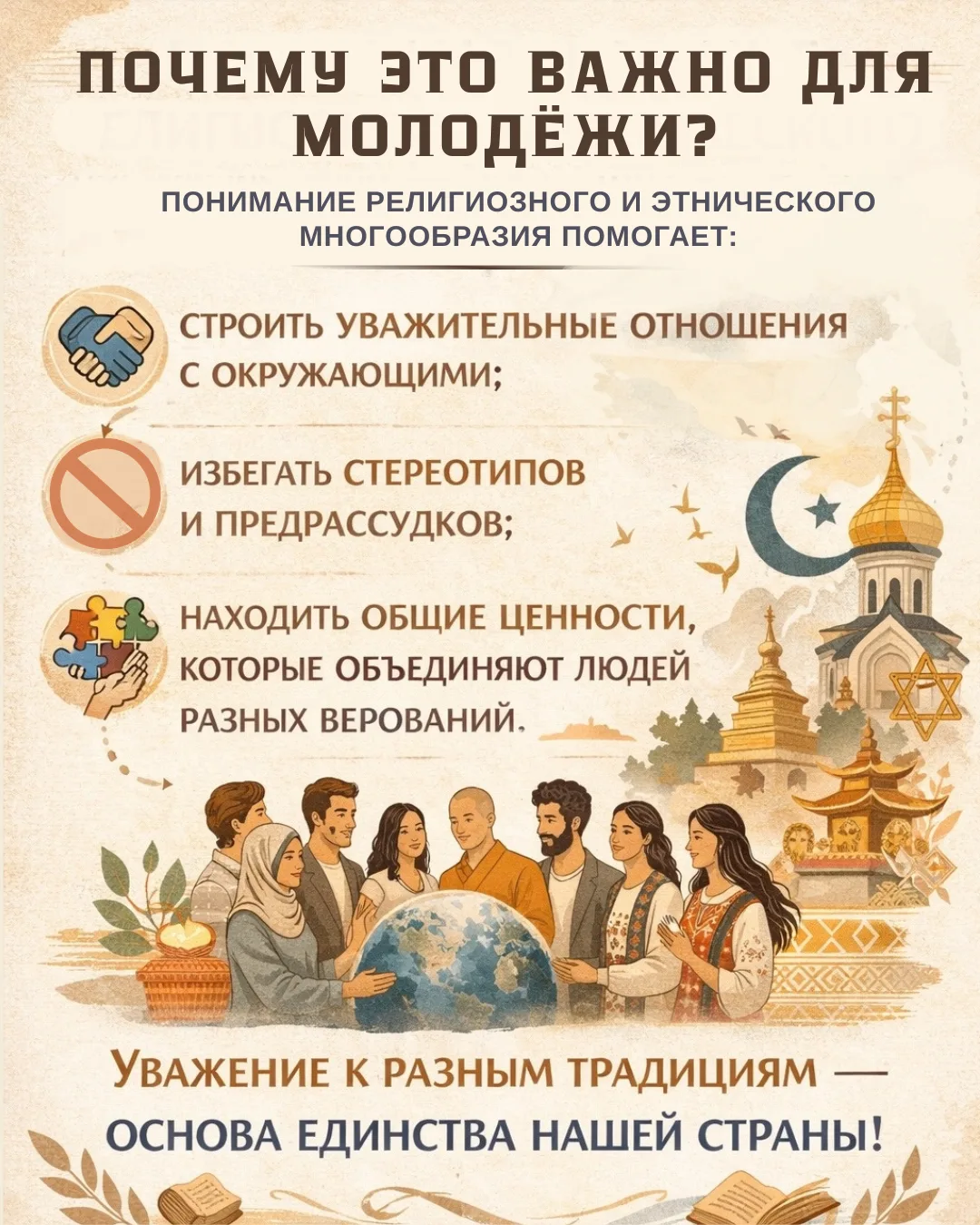 🇷🇺 Россия — страна разных культур и религий. Почему это важно для молодежи и как каждый может внести