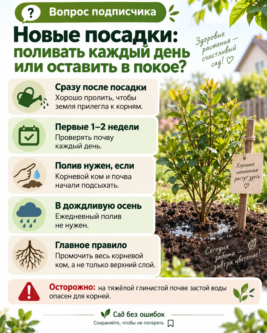 💧 Вопрос подписчика: новые посадки поливать каждый день или оставить в покое?