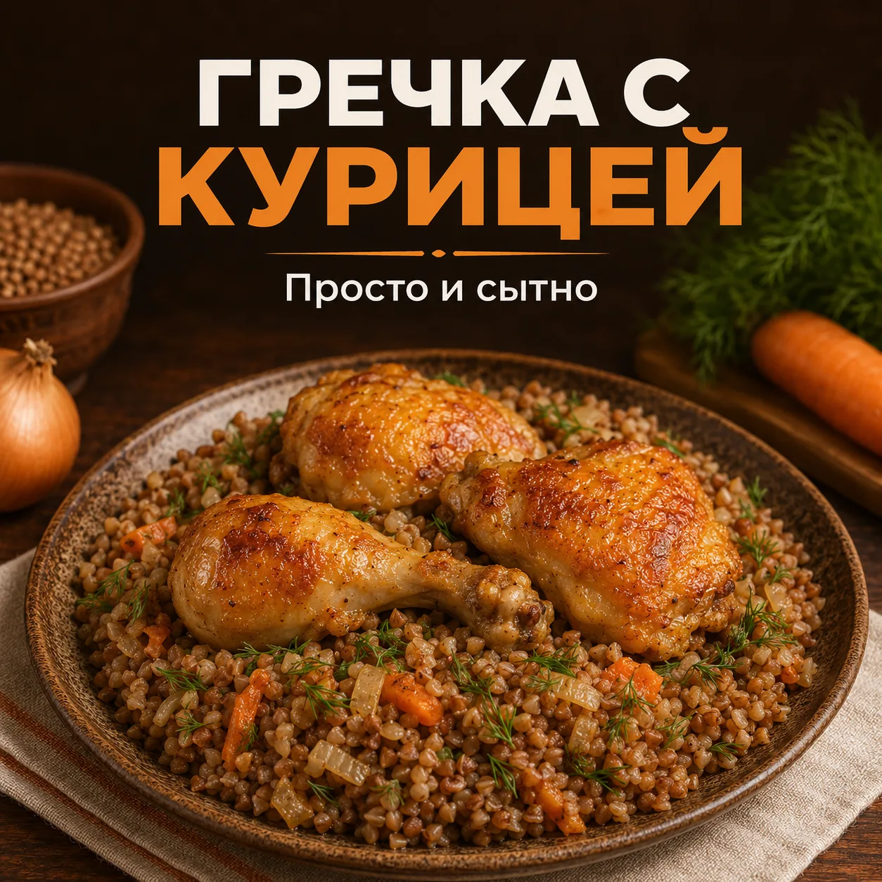 🍗 Гречка с курицей на сковороде