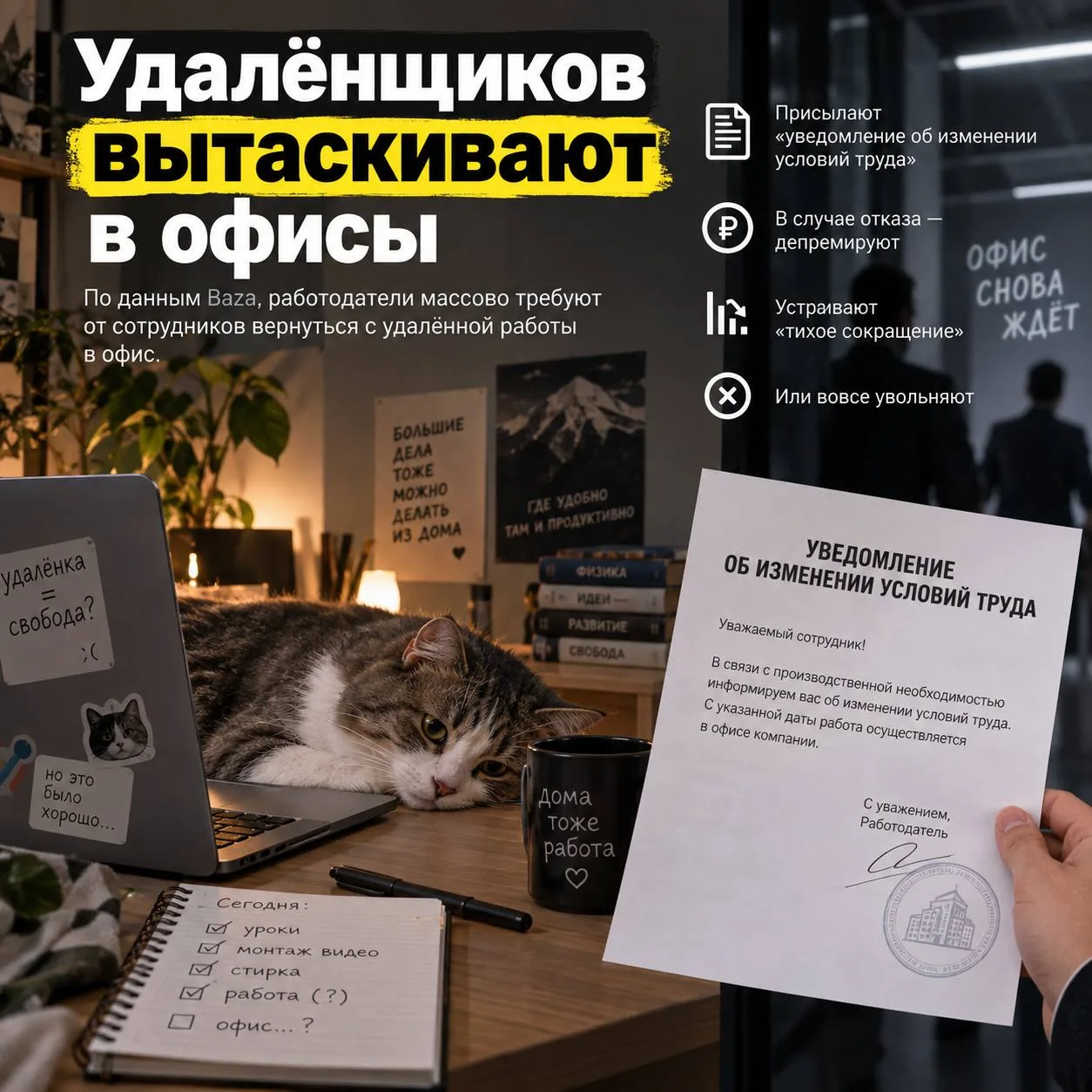 💻 Российские работодатели стали чаще требовать от удалёнщиков возвращения в офис.