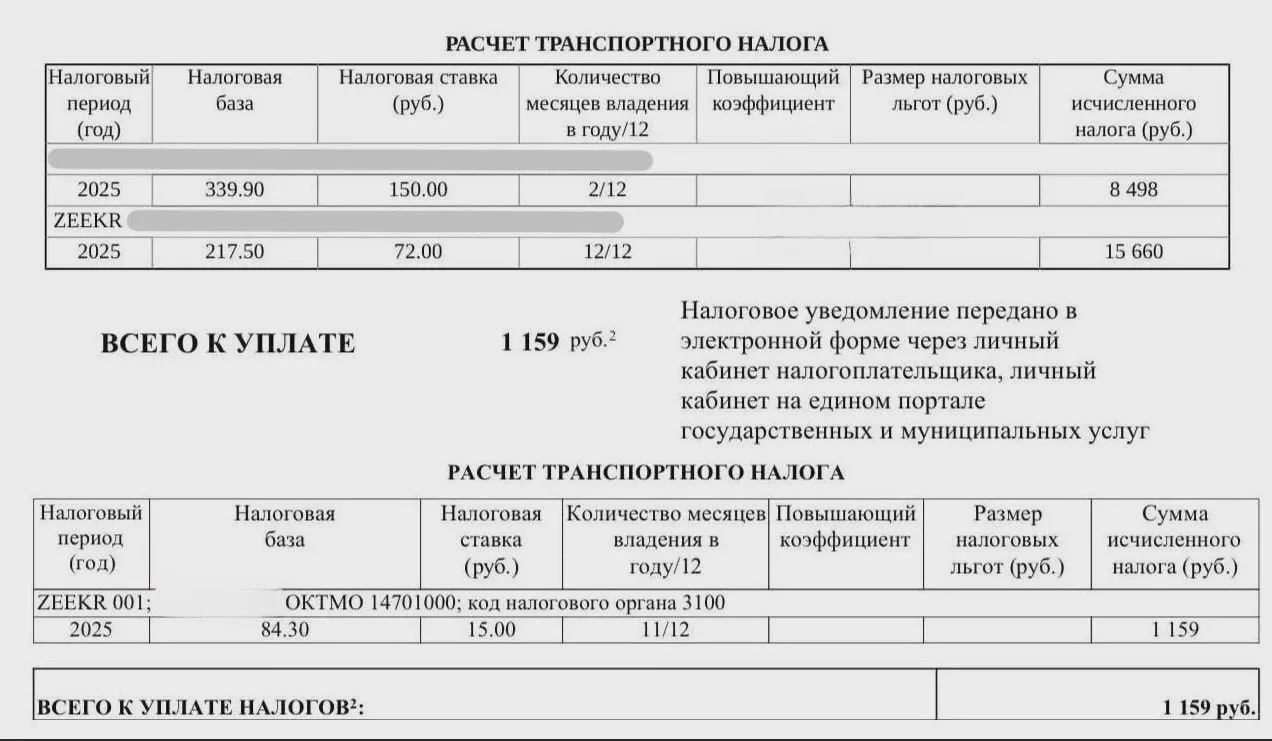 Электромобилистам присылают требования по налогу