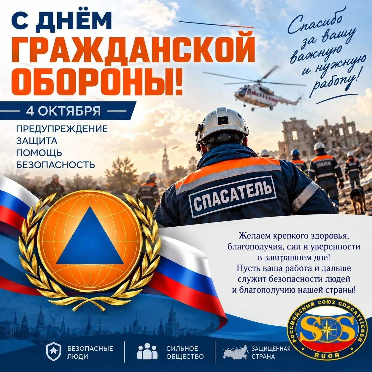 Российский союз спасателей поздравляет с Днём гражданской обороны!