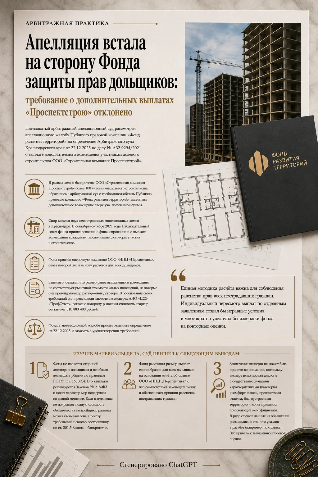 📌 Апелляция встала на сторону Фонда защиты прав дольщиков: требование о дополнительных выплатах «Пр