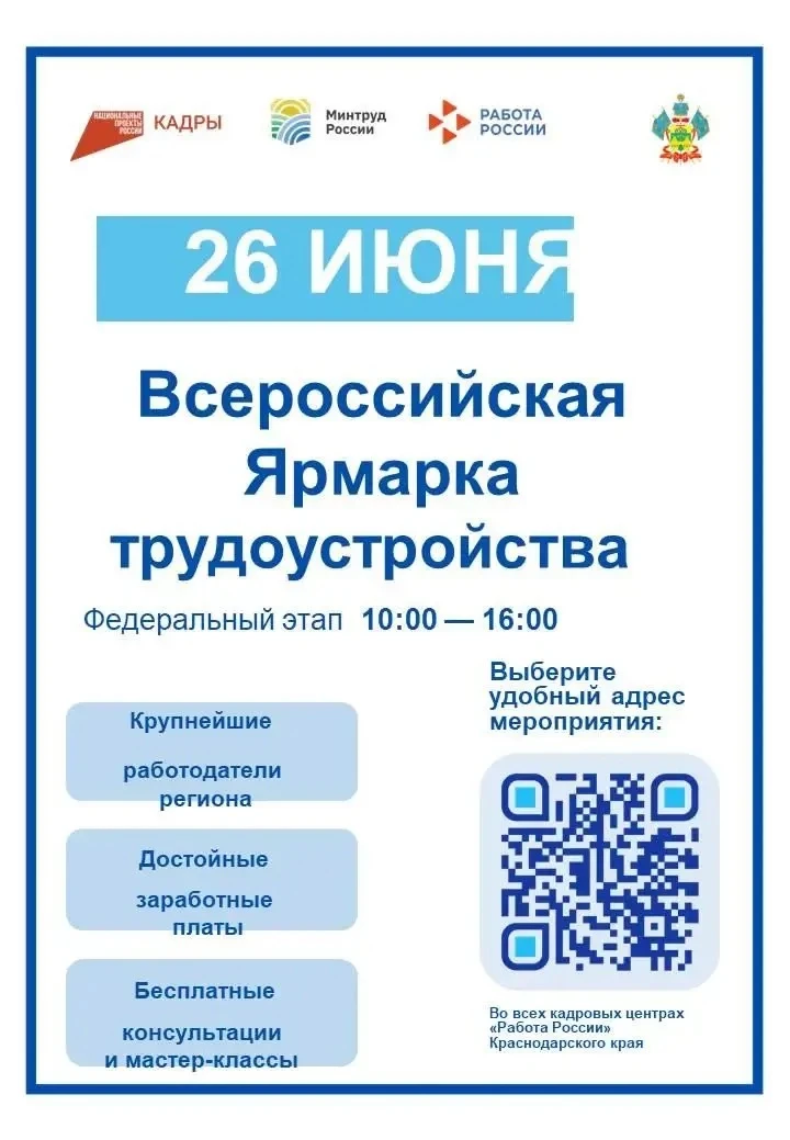 Приглашаем всех желающих принять участие в ежегодной Всероссийской ярмарке трудоустройства "Работа Р