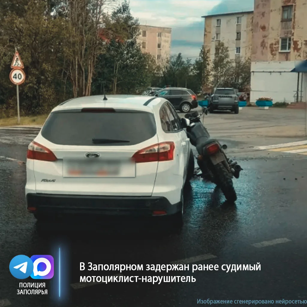 🚨 В Заполярном задержан ранее судимый мотоциклист-нарушитель