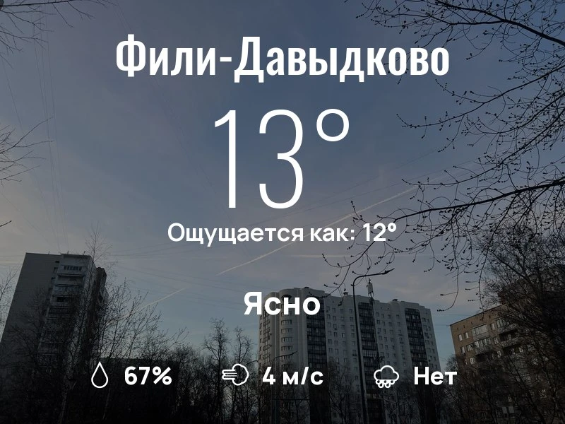 Что с погодой в Фили-Давыдково?