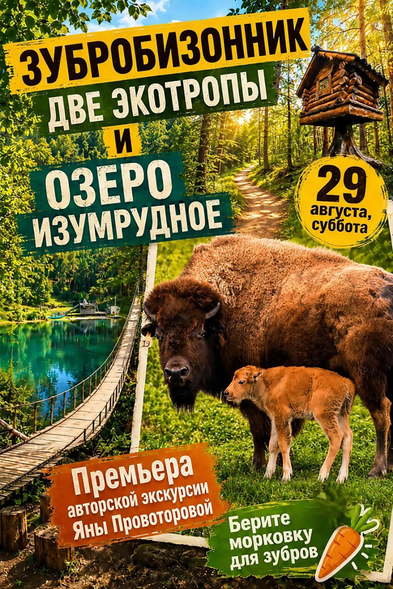 🌿 «Зубробизонник. 2 экотропы, Поляна сказок, мостик Невротик и озеро Изумрудное» — бес...