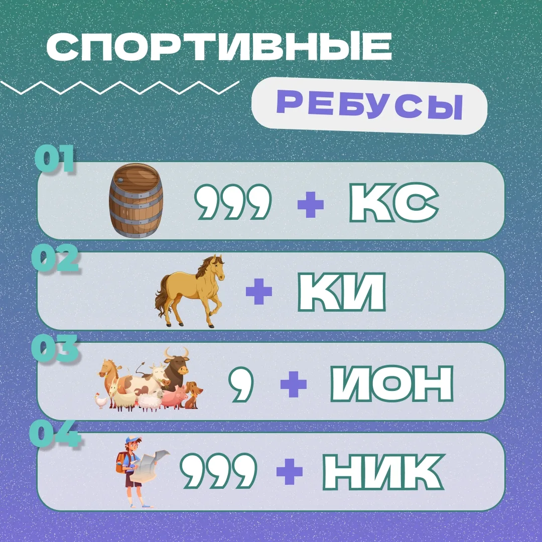 🤔 Мы зашифровали 4 спортивных слова в картинках — включай смекалку!