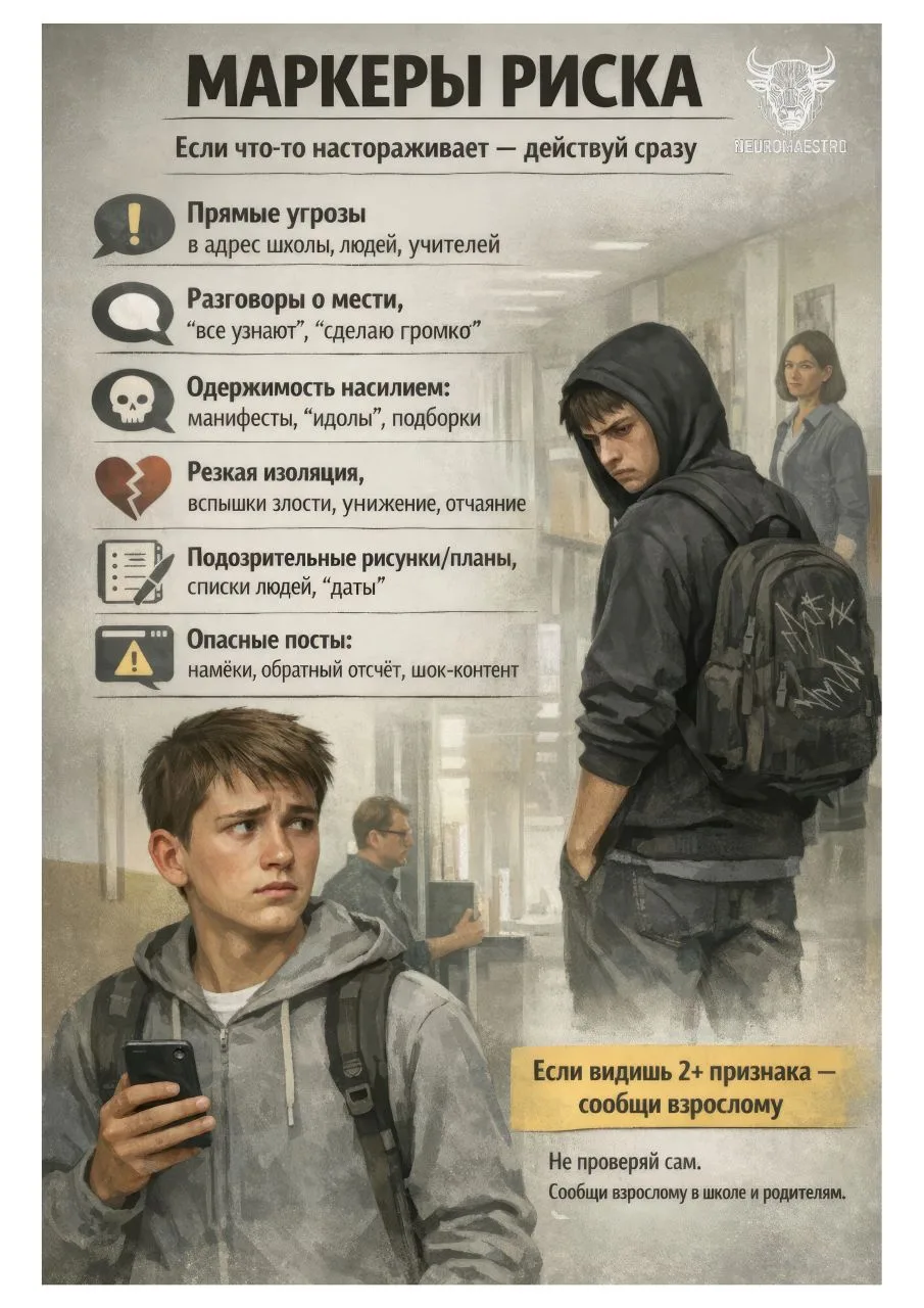 ⚠ Безопасность в школе — это не только про тревожную кнопку   Это про твоё внимание и умение действо