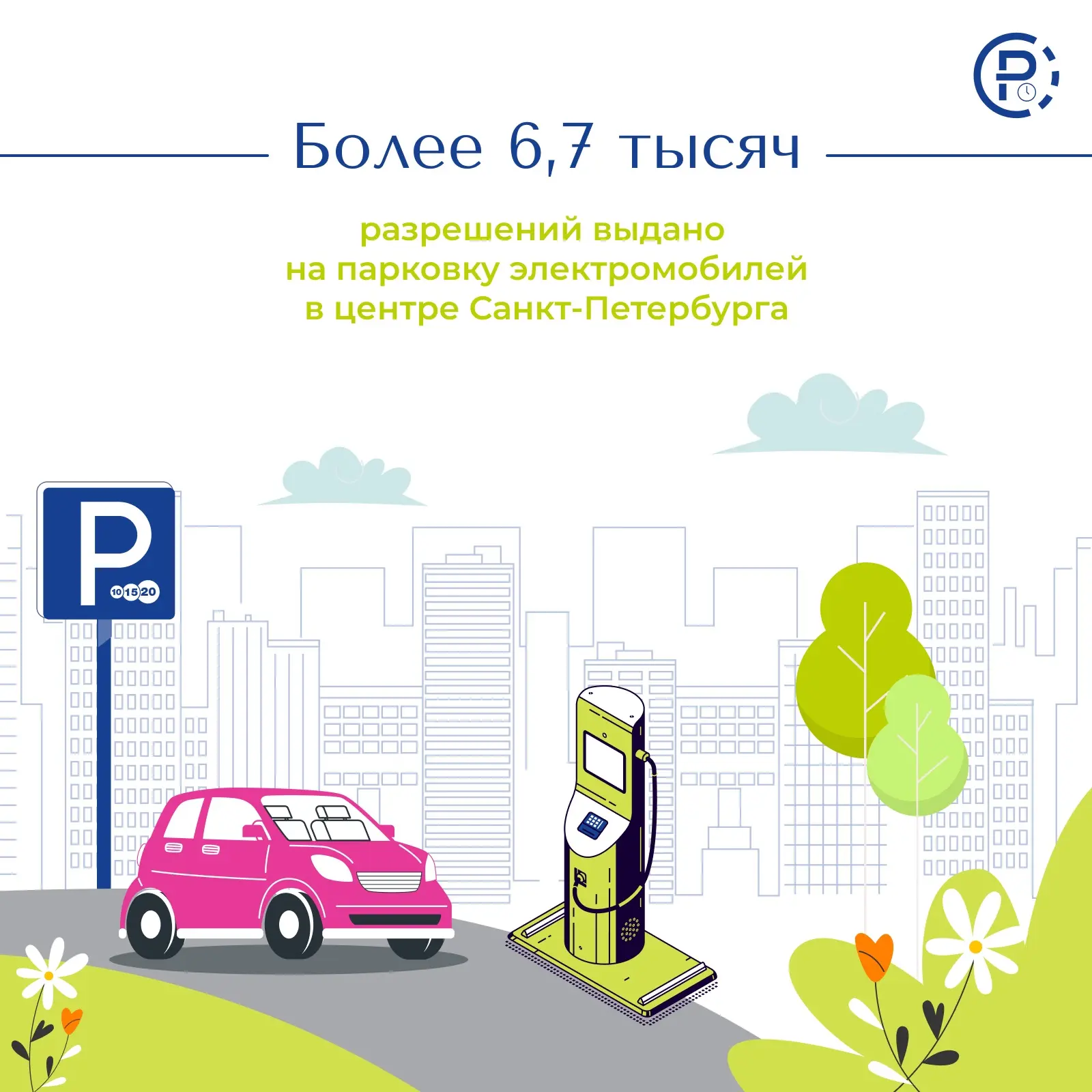 🚘 Более чем в пять раз выросло количество действующих парковочных разрешений на электромобиль в Пет