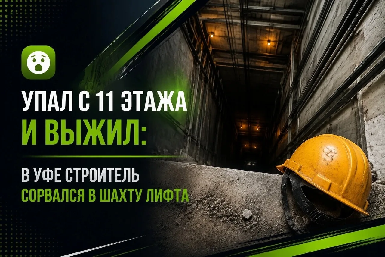 🚨 Чудом остался жив: в Уфе рабочий упал в шахту лифта с высоты 11 этажей