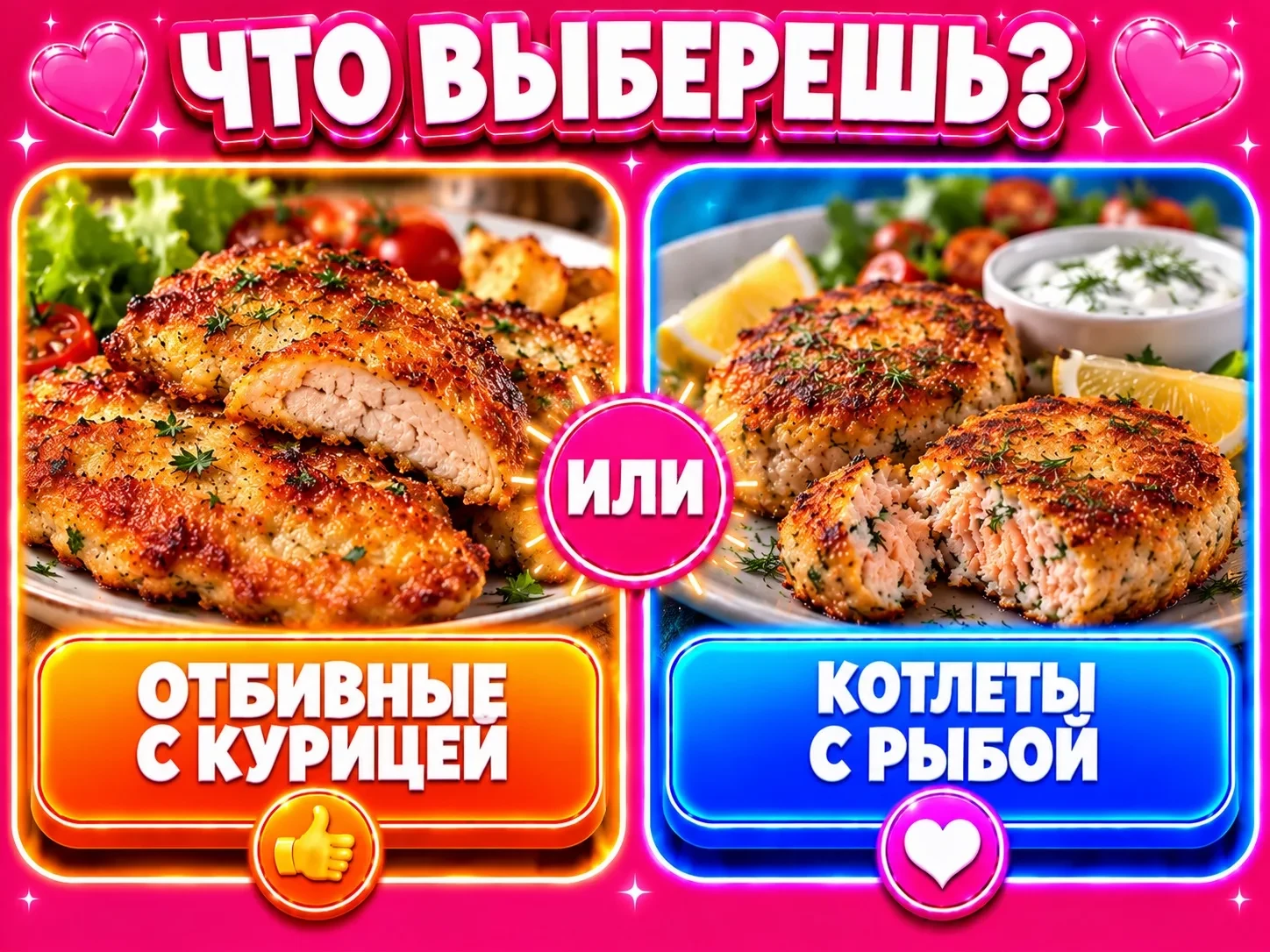 Отбивные с курицей или котлеты с рыбой?