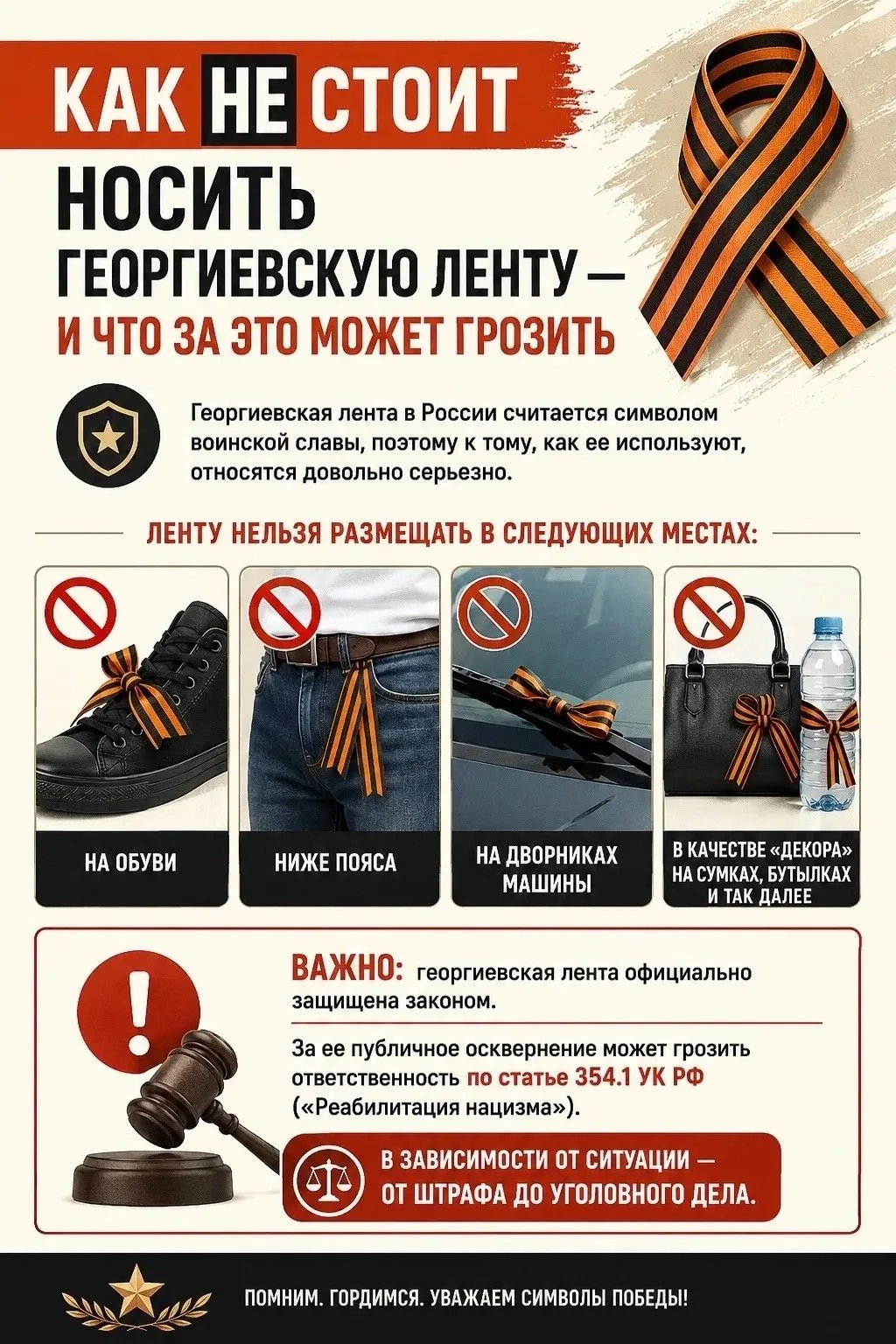 🎗 Как НЕ стоит носить георгиевскую ленту — и что за это может грозить  Георгиевская лента в России с