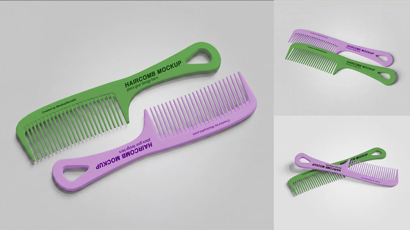 ► Мокапы расчёсок | Hair Comb PSD Mockups