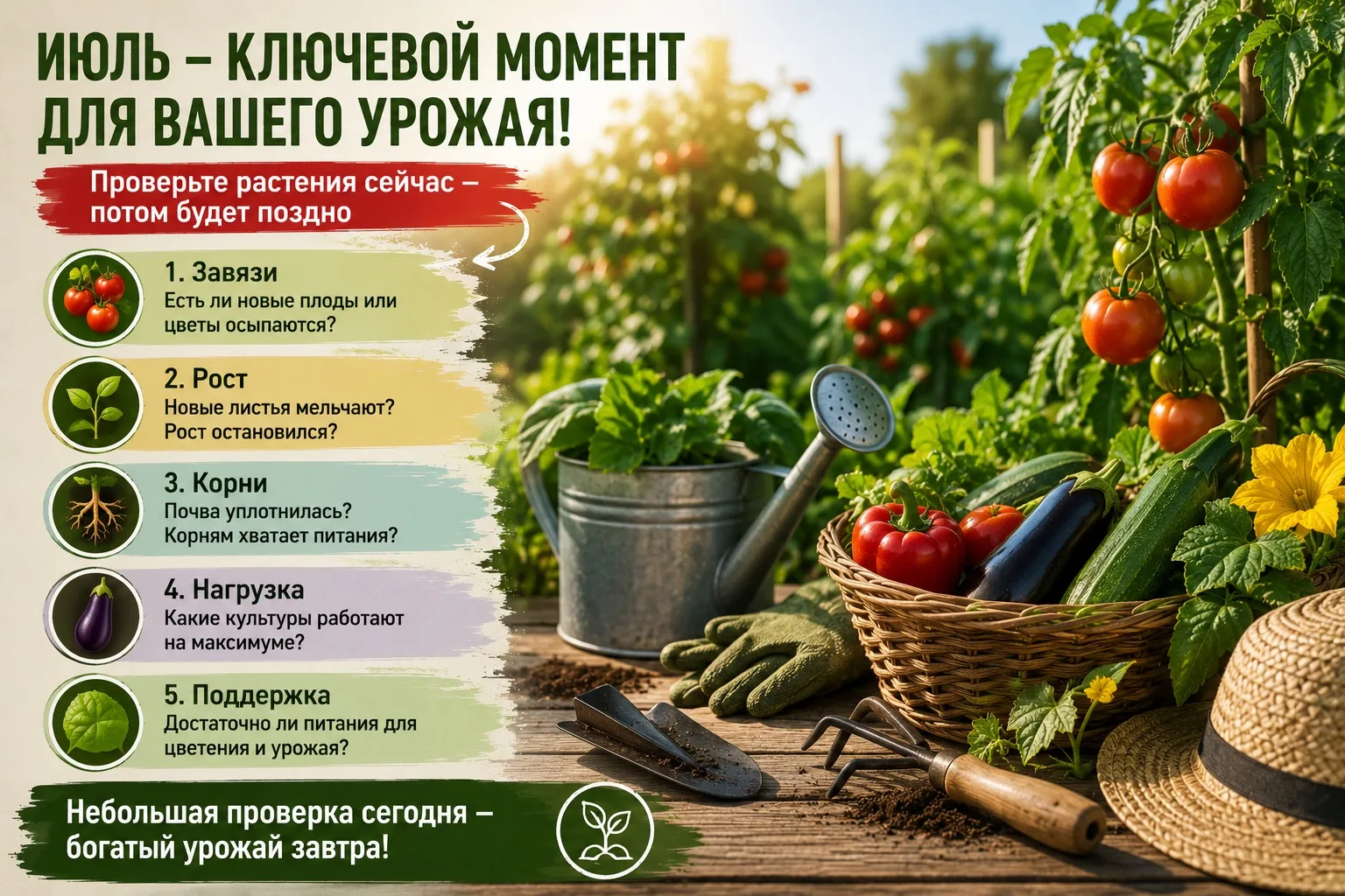 🌱 Середина июля — время провести ревизию растений
Именно сейчас становится понятно, какие культуры 