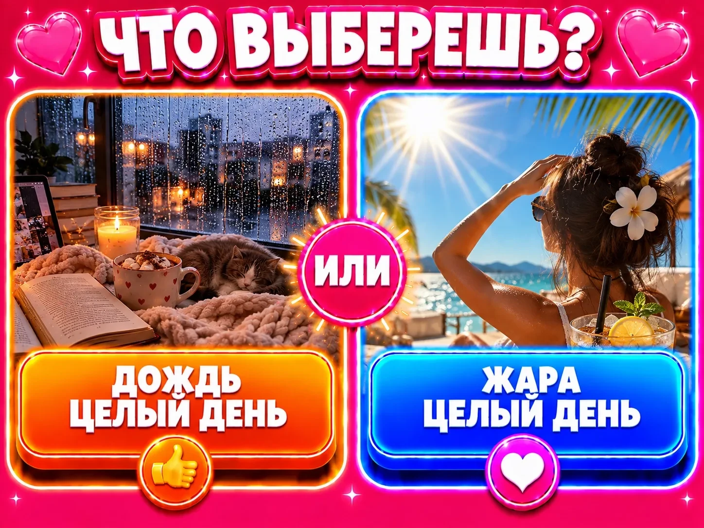 Дождь целый день или жара целый день