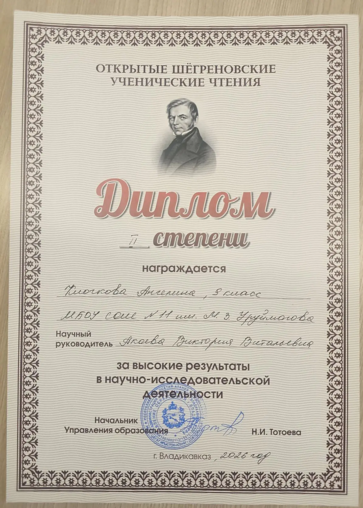 Поздравляем победителей и призеров, открытых Щегреневских ученических чтений: