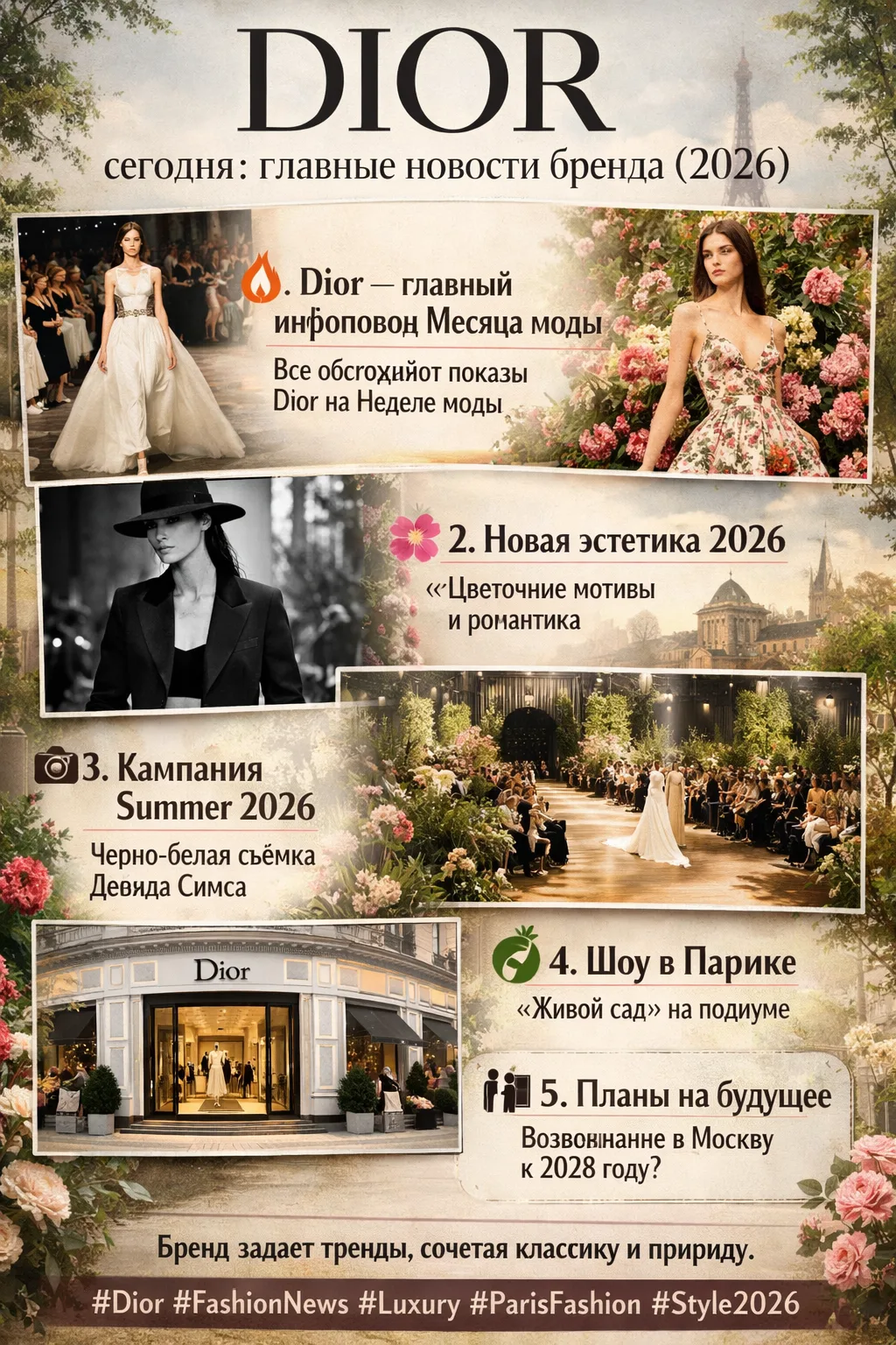 ✨ Dior сегодня: главные новости бренда (2026)
Дом моды Dior продолжает удерживать статус одного из с
