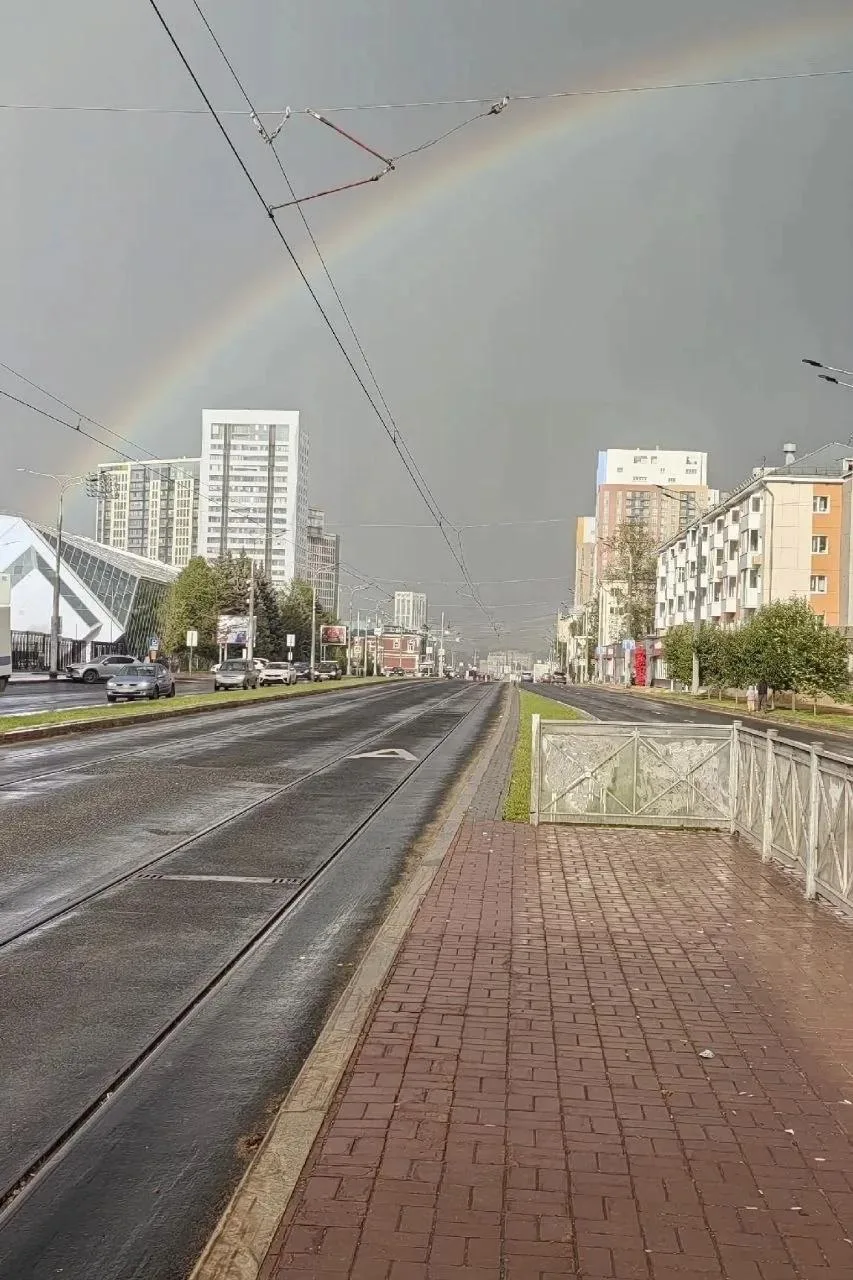 😍 Над Пермью взошла двойная радуга после дождя с градом.