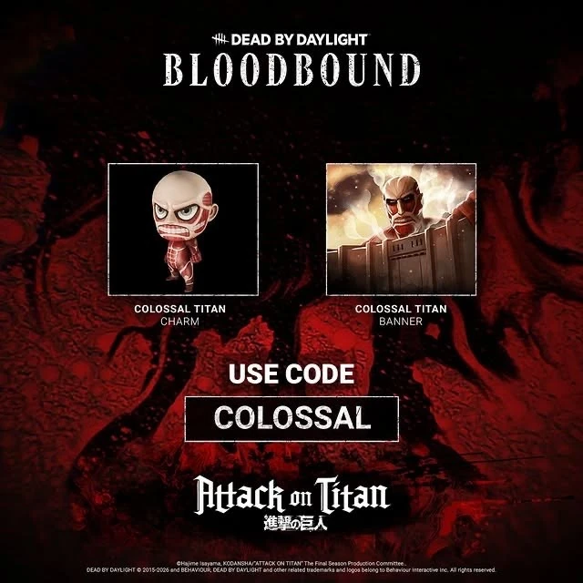 ‼️Введите код COLOSSAL, чтобы получить амулет и баннер из "Атаки на Тиитана".