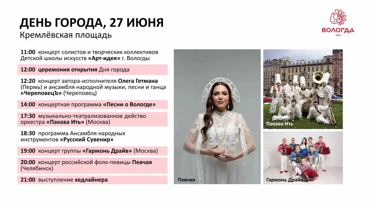 ⚡Как Вологда отметит свой День рождения и День молодёжи.

Основной площадкой празднований станет Кре