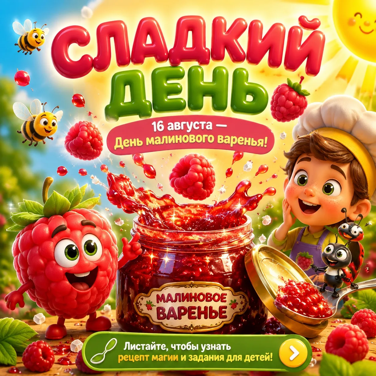 🍯 Повод разбавить день яркой сладостью — сегодня отмечается День малинового варенья!