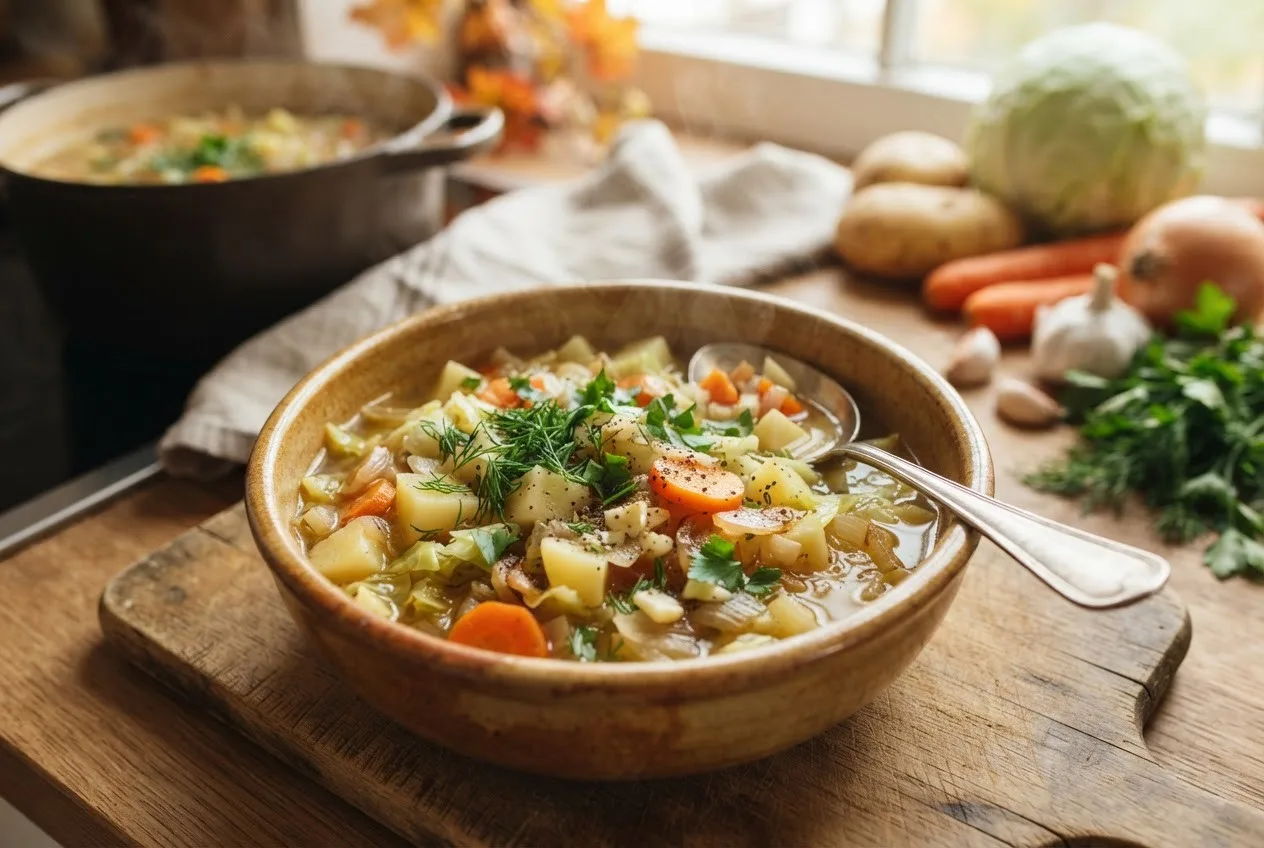 Рецепт супа из капусты с овощами и зеленью
