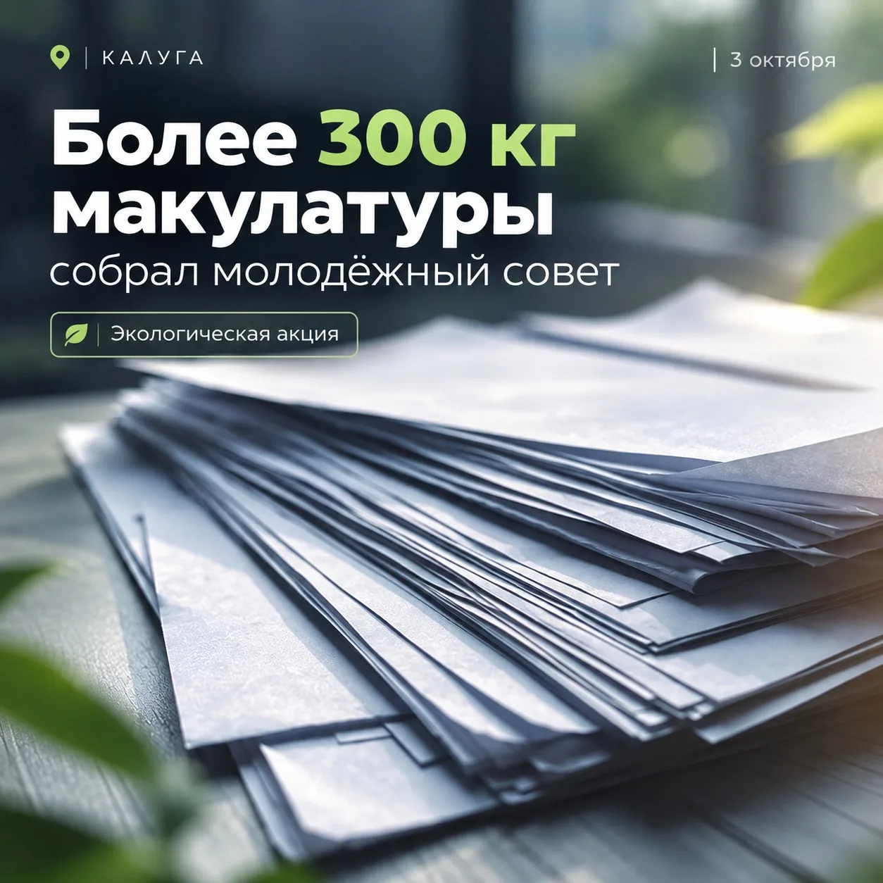 В Калуге собрали более 300 кг макулатуры ♻️