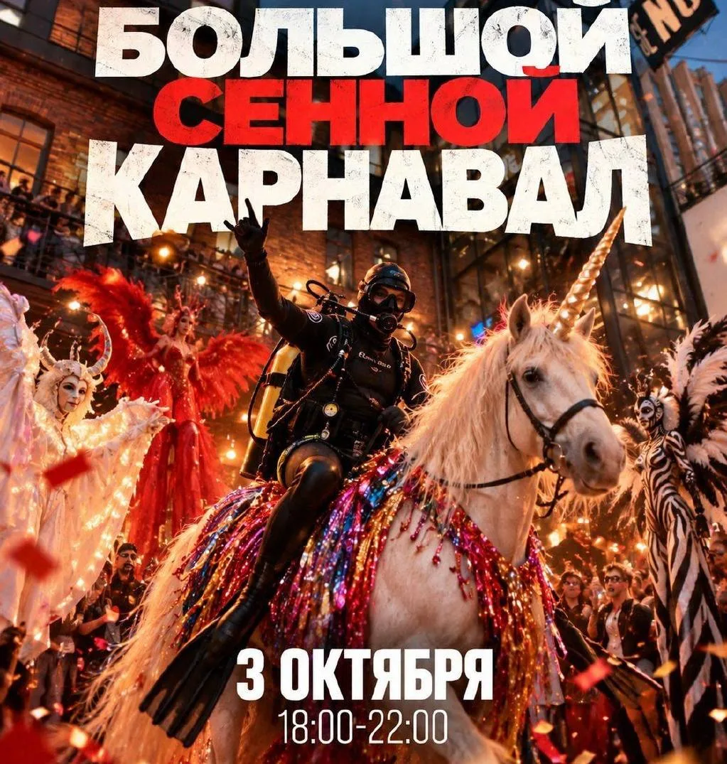 🎭 Костюмированный карнавал с живым единорогом пройдёт в пространстве SENO 3 октября