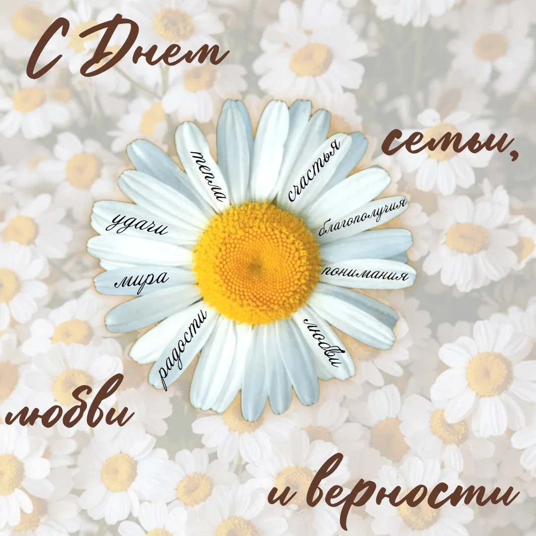С днем семьи, любви и верности! 

Пусть в каждом доме царят взаимное уважение, забота и тепло, а кре