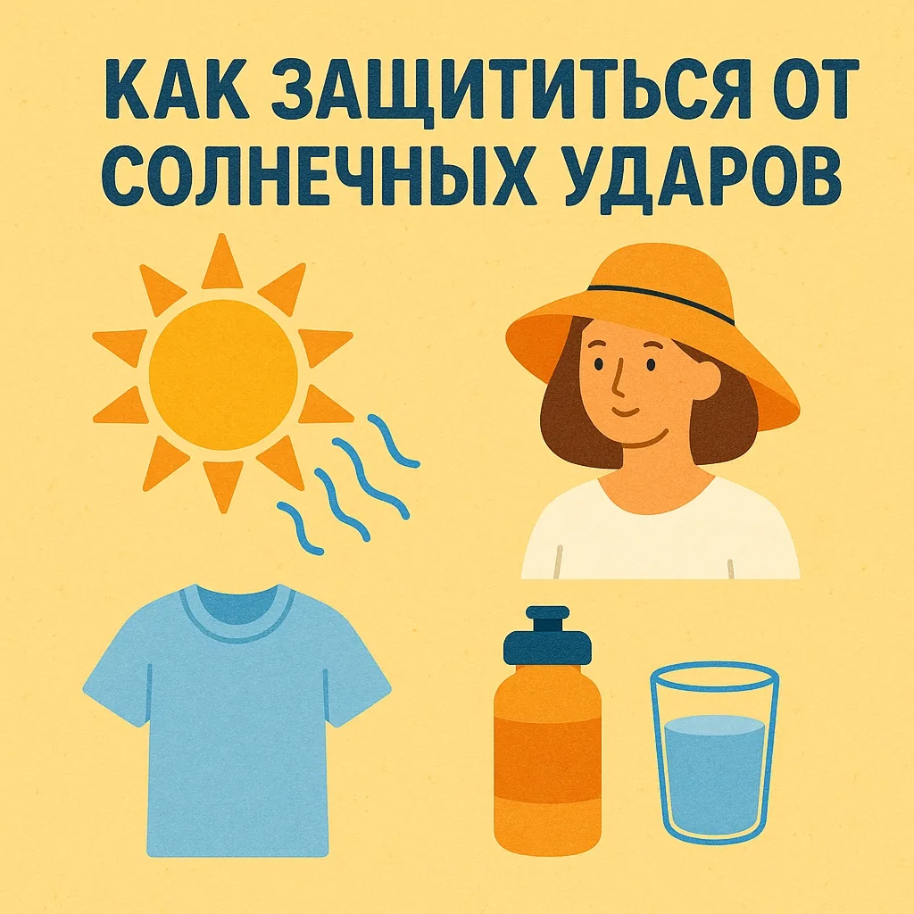 ☀️Солнечному удару подвержены как малыши, так и взрослые. Какие правила важно соблюдать при летних п