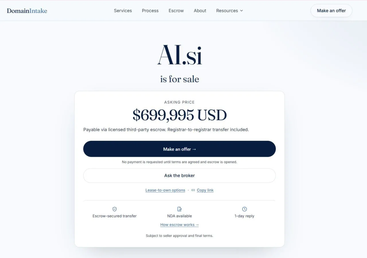 После переименования ИИ из Ai в Si Дональдом Трампом, домен Ai.si стал стоить $699,995.
