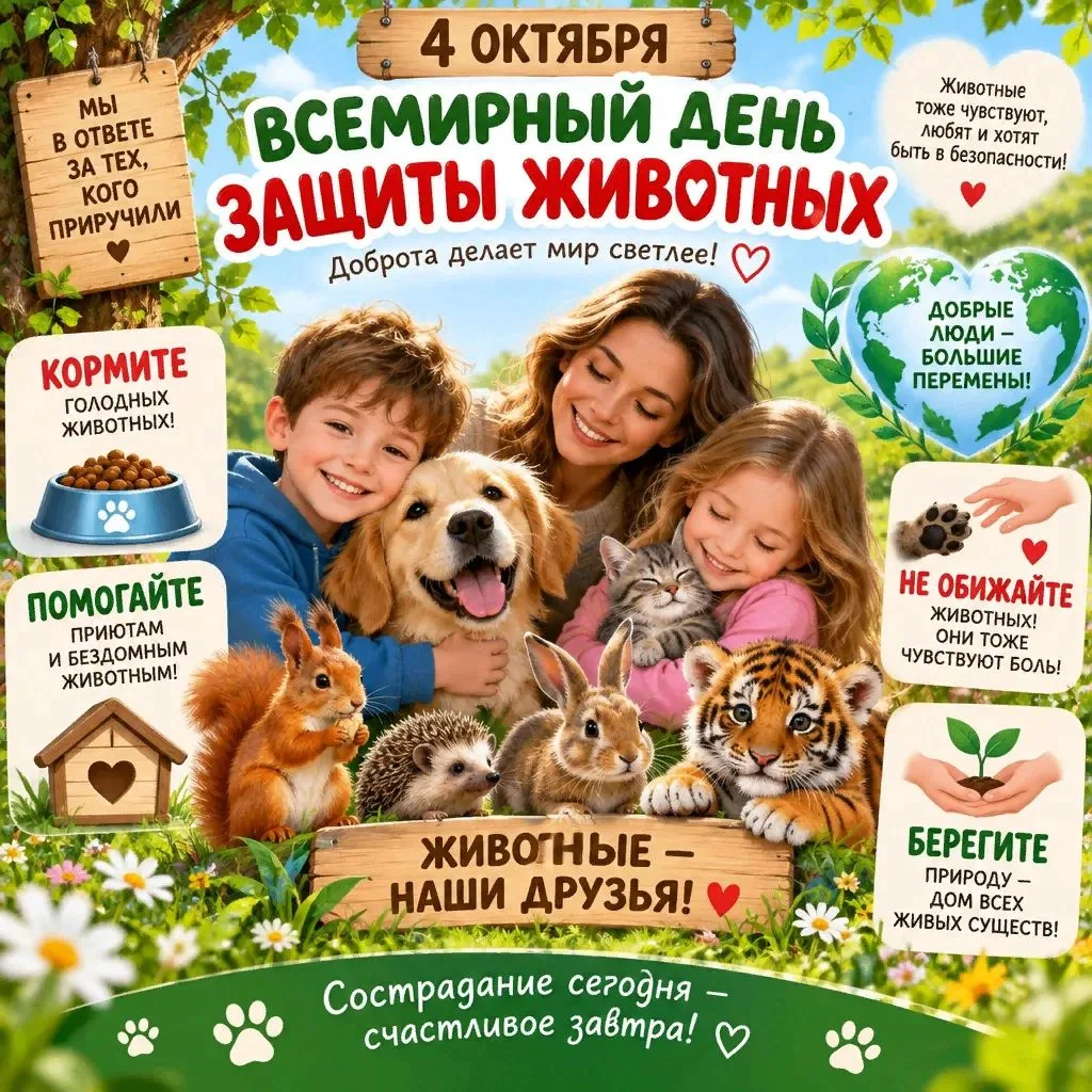 🐾 4 октября — Всемирный день наших пушистых друзей.
