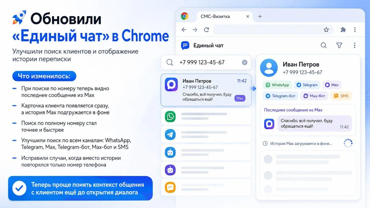 Обновили «Единый чат» в Chrome
