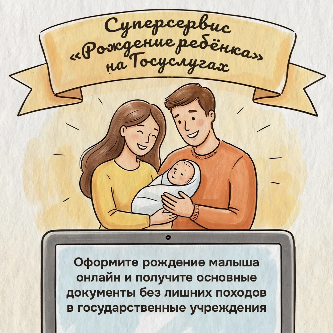 Дорогие родители! 🧡 Суперсервис «Рождение ребёнка» на Госуслугах позволяет зарегистрир...