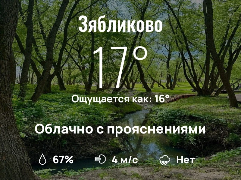 Что с погодой в Зябликово?