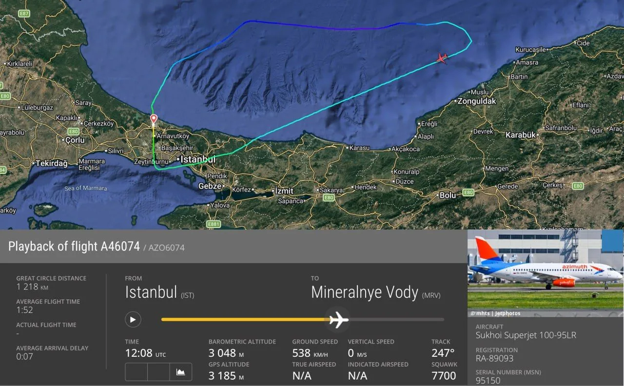 ✈️ Самолет Superjet 100 с российскими туристами экстренно вернулся в Стамбул из-за разг...