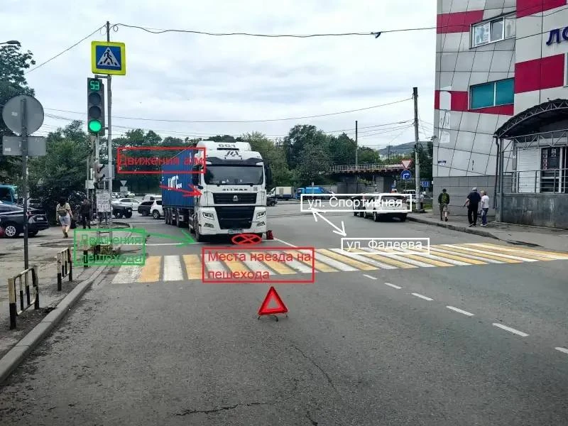 👉(Кадры 18+). Смертельный наезд грузовика на пенсионерку произошёл на Фадеева
