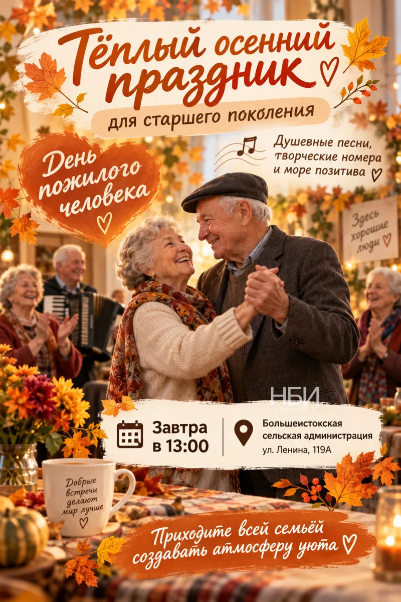 Завтра в Большом Истоке устроят тёплый праздник для старшего поколения 🍂