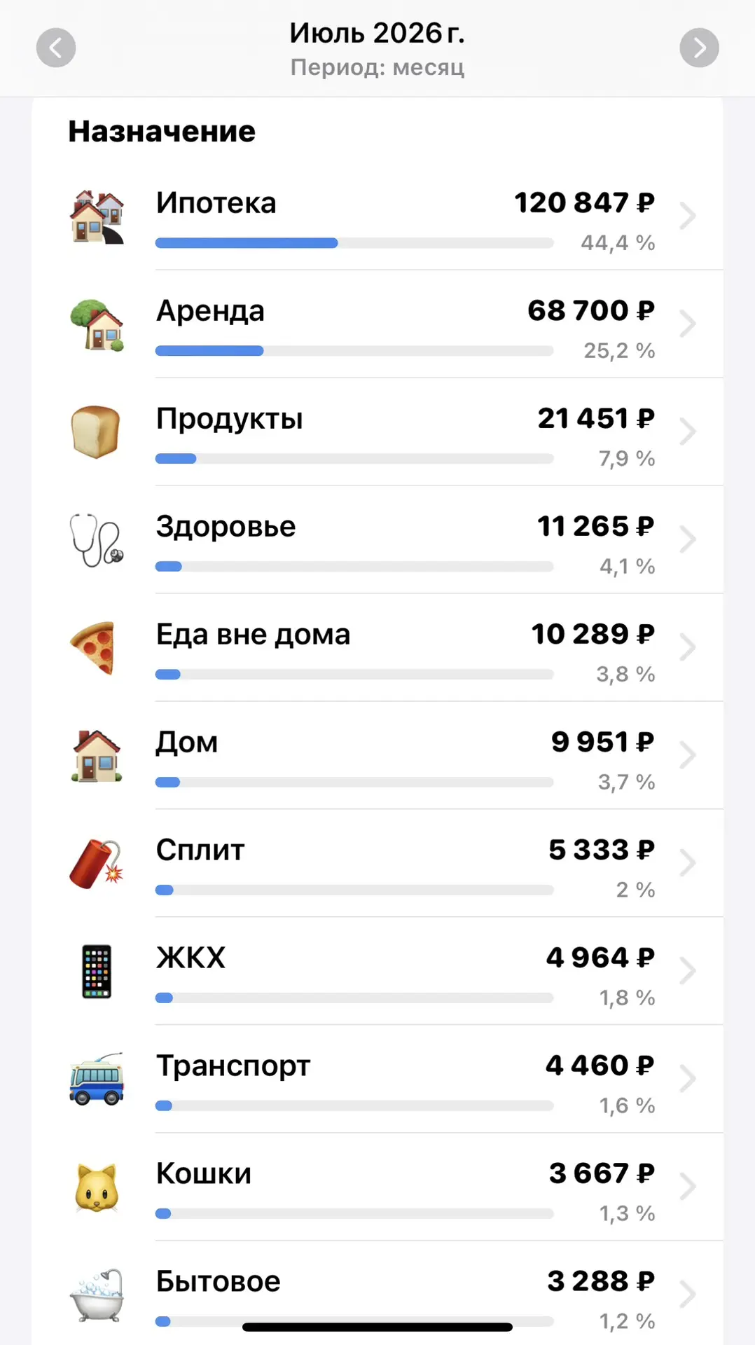 расходы за июль

📎120 847 - ипотека (ежемесячный и досрочные платежи) 
📎68 700 - аренда 
📎21 451 