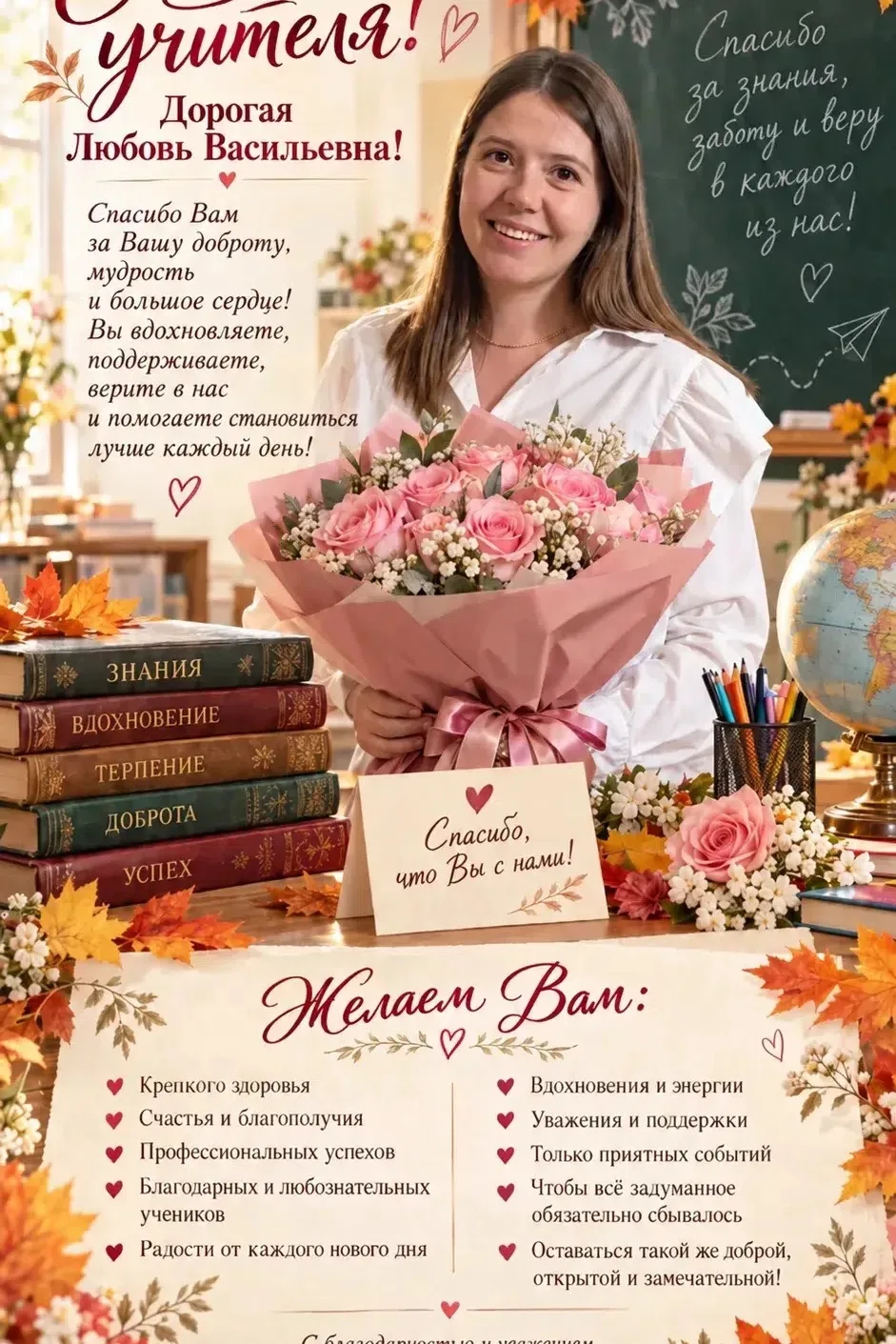 🎉Ученики 6 «Г» класса и их родители, поздравляют с Днём учителя своего классного руков...