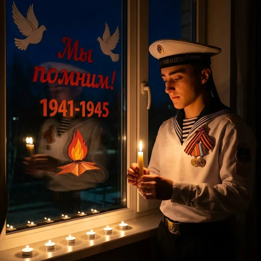 🕯В День памяти и скорби наши кадеты и их родители зажгли "Свечи памяти"

🥀 Тихий свет этих свечей 